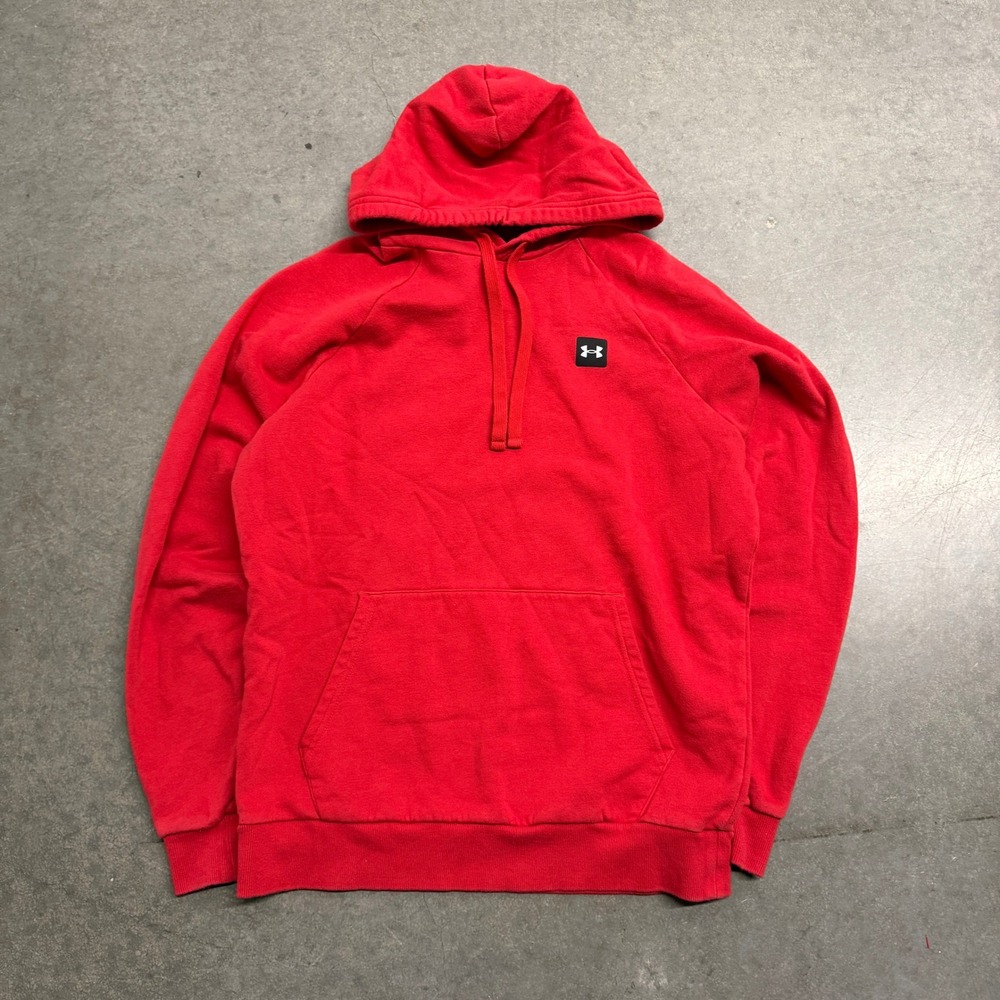 Under Armour Mens ColdGear Loose Fit Hoodie Red Pullover Sweatshirt Size Medium
